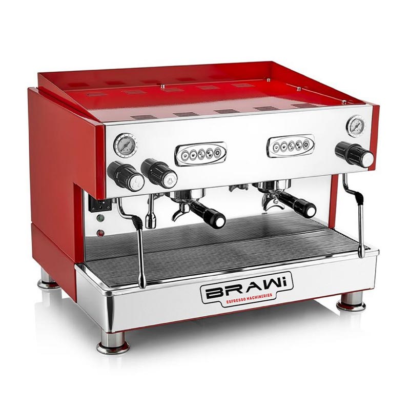 Brawi EFELI EL Tam Otomatik Espresso Kahve Makinesi, 2 Gruplu, Kırmızı