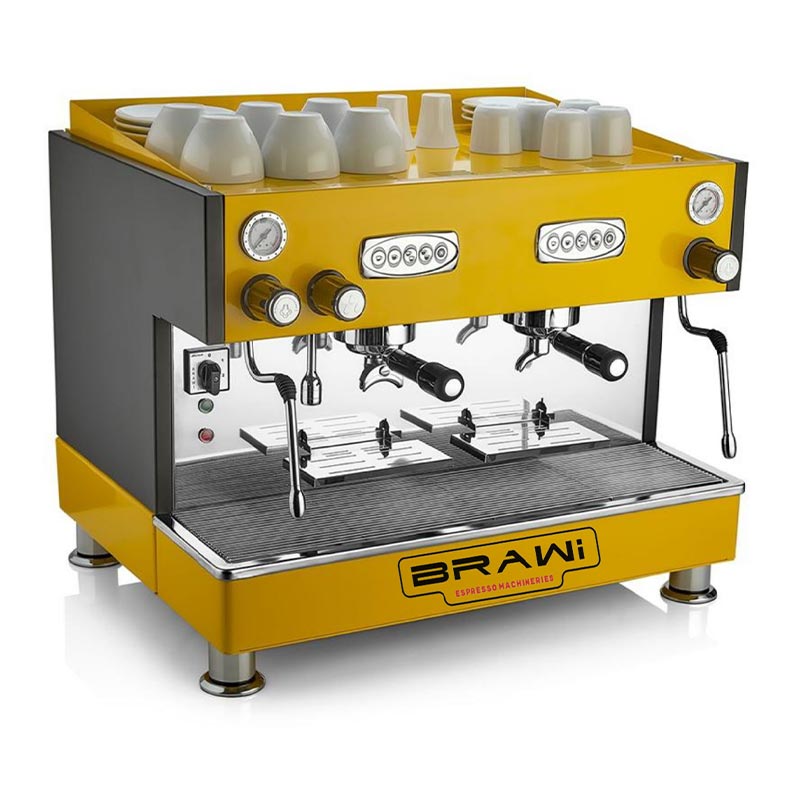 Brawi Tall Cup Tam Otomatik Espresso Kahve Makinesi, 2 Gruplu, Sarı